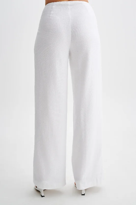 Adrina Straight Leg Linen Pant - White