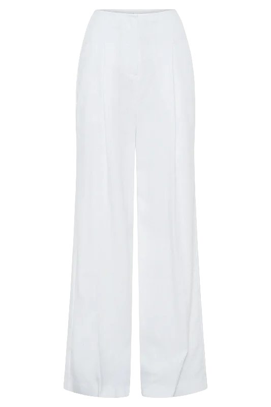 Adrina Straight Leg Linen Pant - White