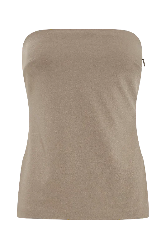 Antonia Strapless Cut Out Top - Mushroom