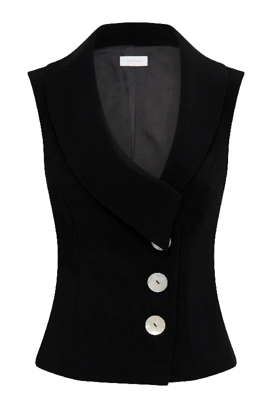 Berkley Suiting Waistcoat With Cowl - Black