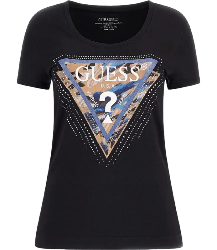 Guess T-shirt Leo Triangle Tee Nero Donna