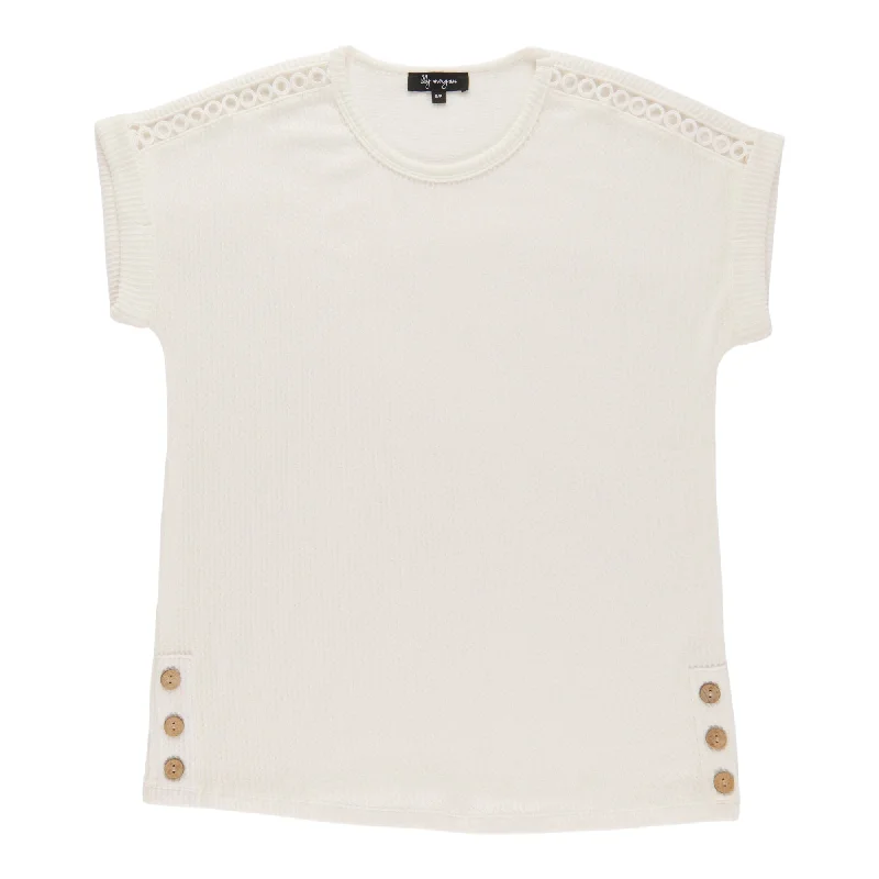 lily morgan Women's Top with Crochet Shoulder Details