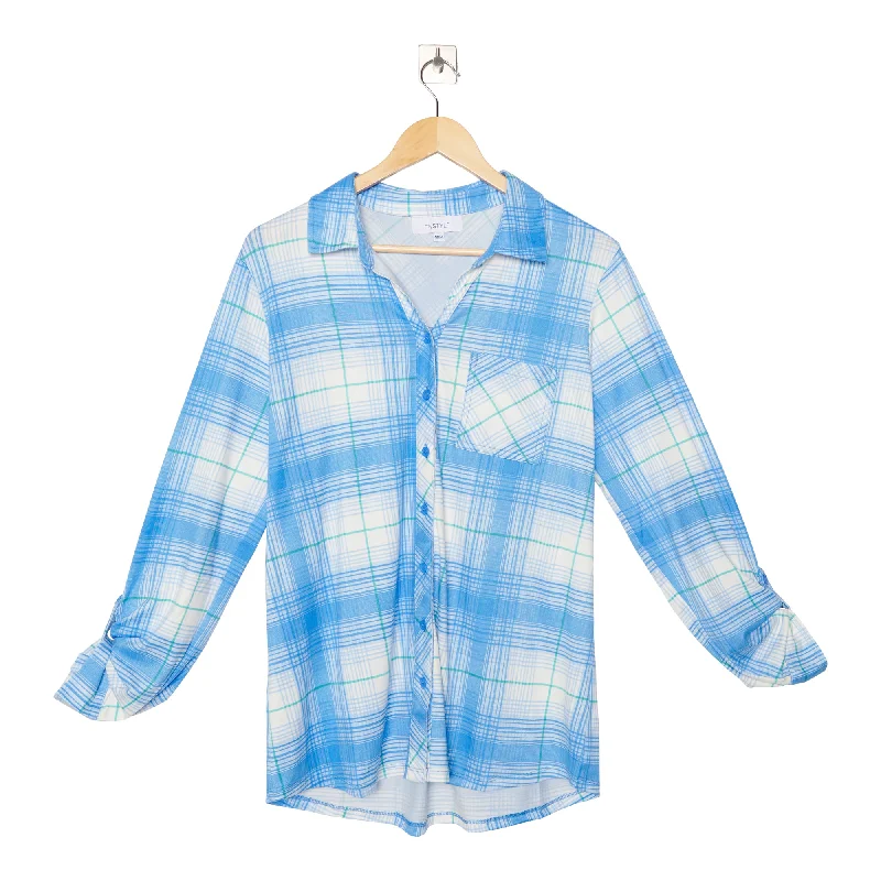 mySTYLE Women's Pretty Casual Plaid Boyfriend Shirt