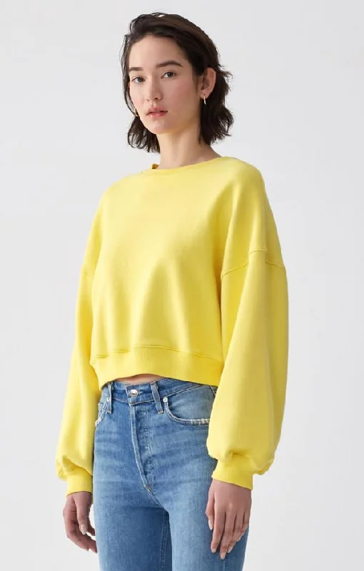 Balloon Sleeve Cropped Sweater (Citrus)