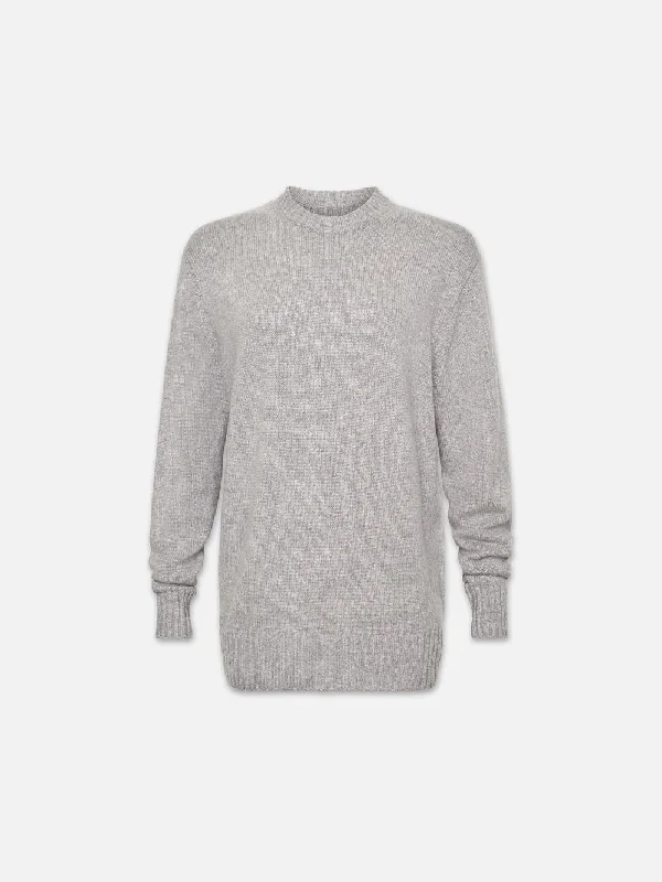 Boyfriend Cashmere Crew -- Gris Heather