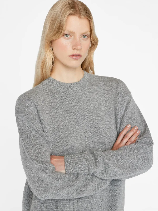 Boyfriend Cashmere Crew -- Gris Heather