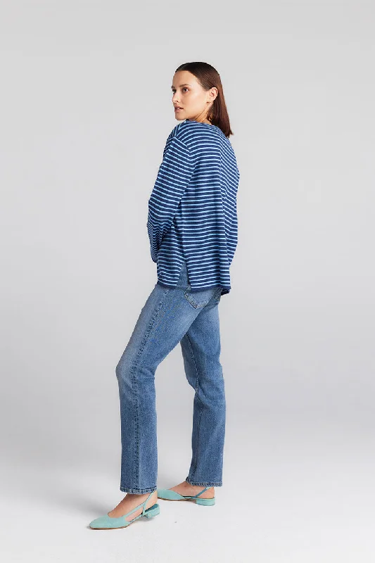 Breton Long Sleeve Tee - Indigo/Ice Blue