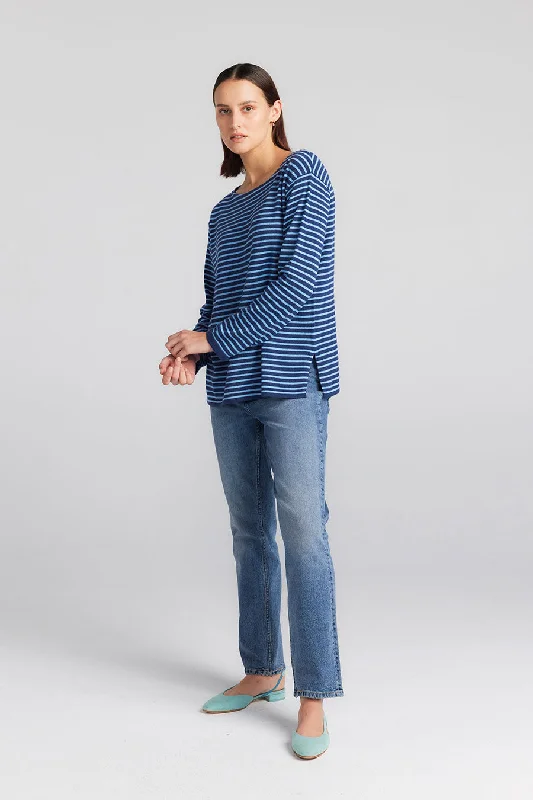 Breton Long Sleeve Tee - Indigo/Ice Blue