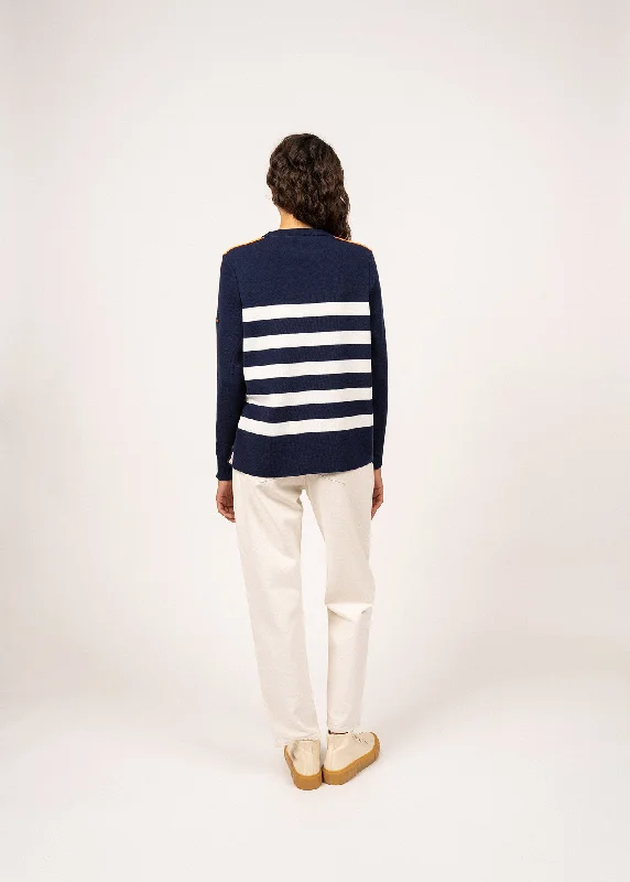 Chausey navy-inspired striped jumper - with contrasting stripe (INSIGNE/BLANC/ORANGE FLUO)