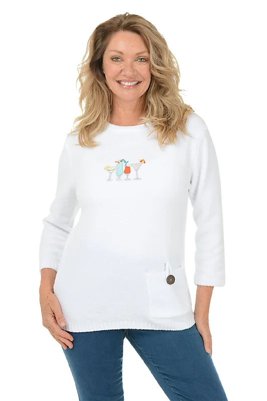 Cocktails Embroidered Chenille Sweater