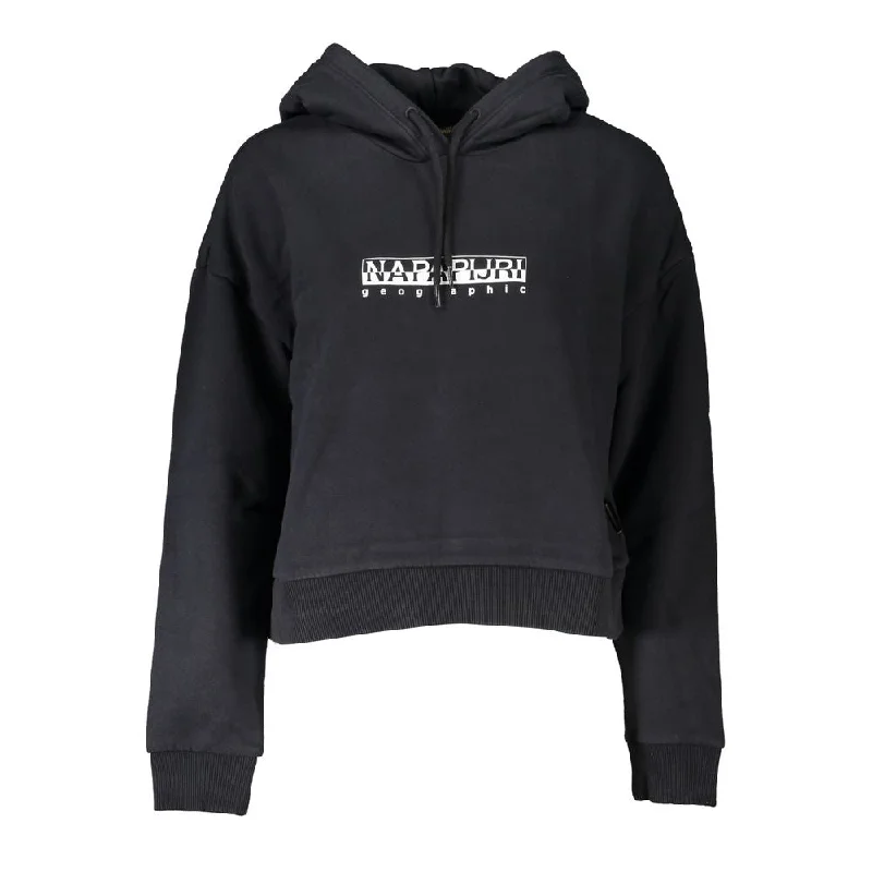 Chic Black Fleece Hooded Sweatshirt