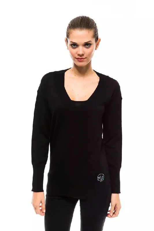 Elegant V-Neck Wool-Blend Designer Sweater