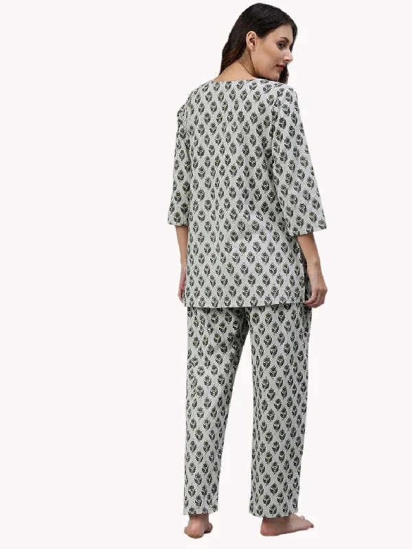 Grey Color Cotton Loungewear/Nightwear