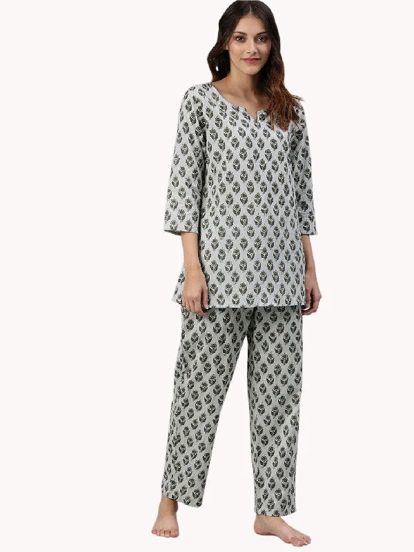 Grey Color Cotton Loungewear/Nightwear