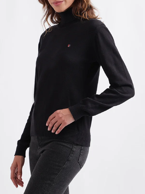 Iconic Women Solid Full Sleeves Turtle Neck Sweater