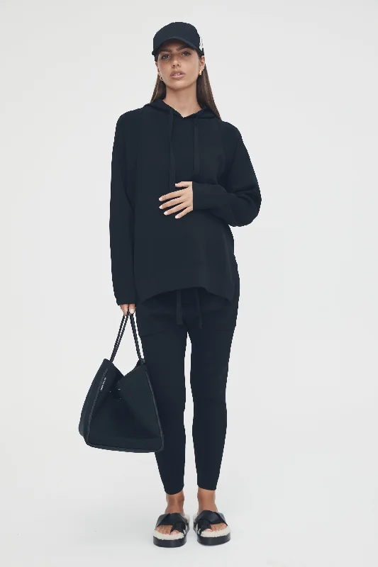 Crepe Knit Hoodie (Black)