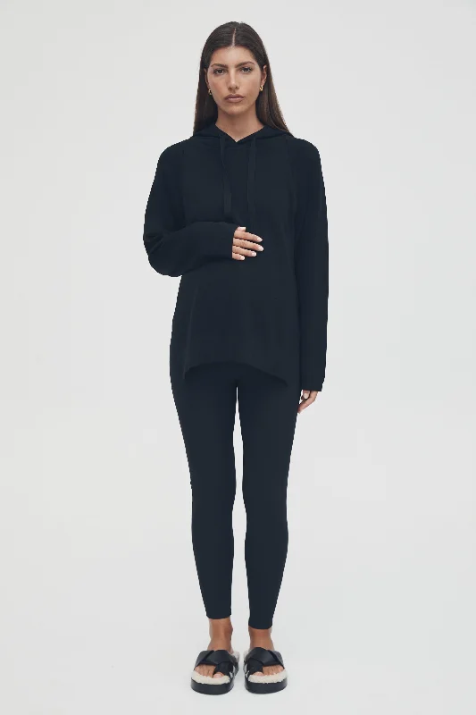 Crepe Knit Hoodie (Black)