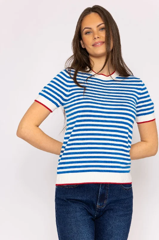 Merino Stripe Crew in Navy