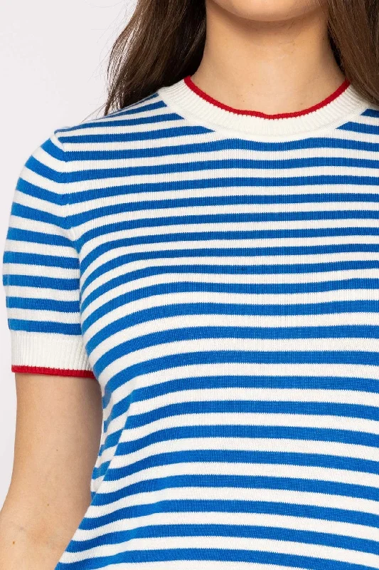 Merino Stripe Crew in Navy