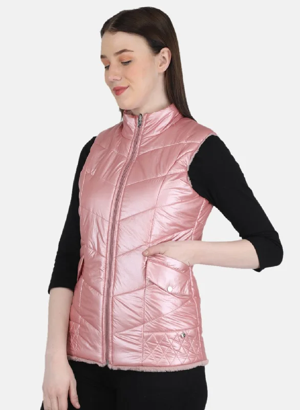 Women Pink Solid Jacket