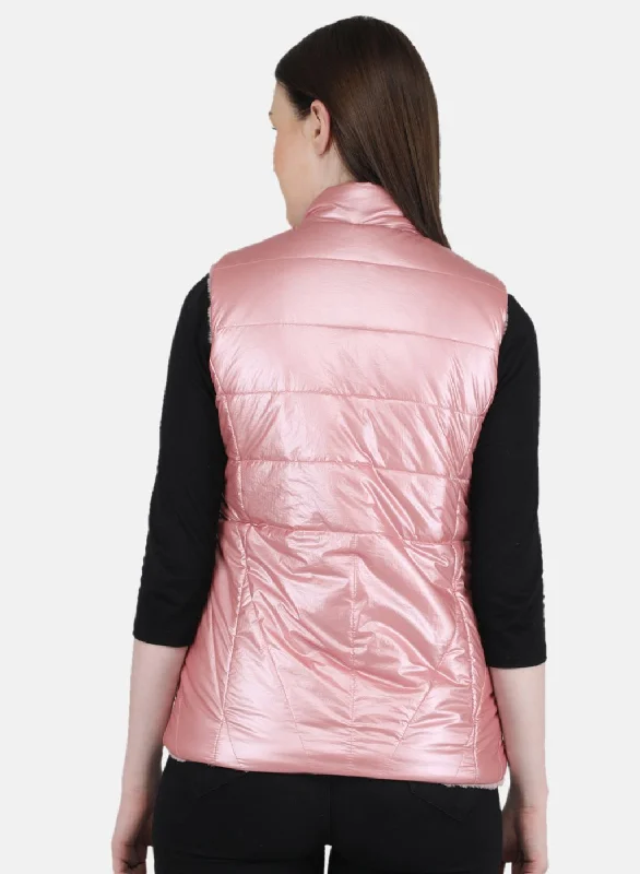 Women Pink Solid Jacket