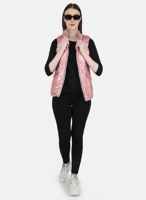 Women Pink Solid Jacket