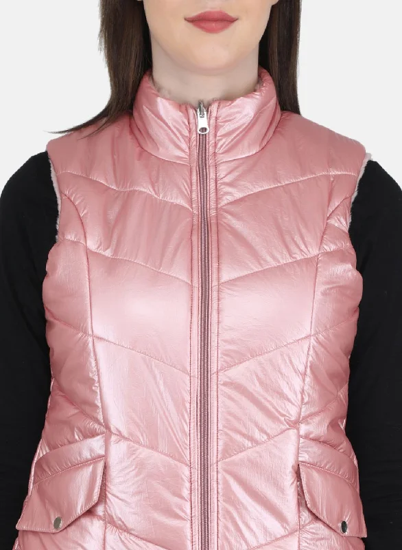 Women Pink Solid Jacket