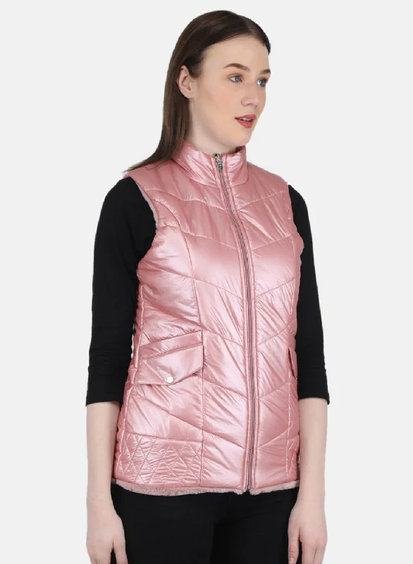 Women Pink Solid Jacket