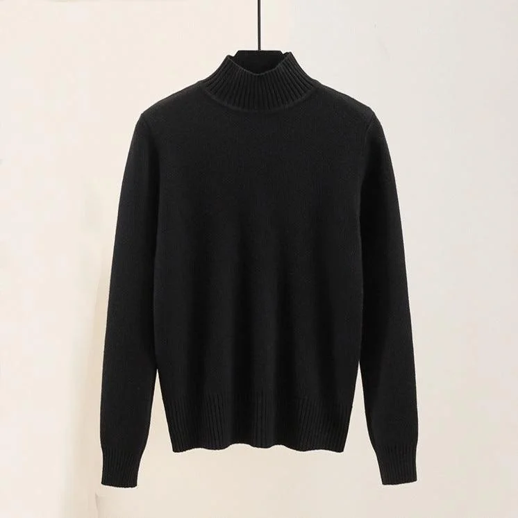 Outer Wear Half High Neck Loose Sweater Women Thicken Plus Size