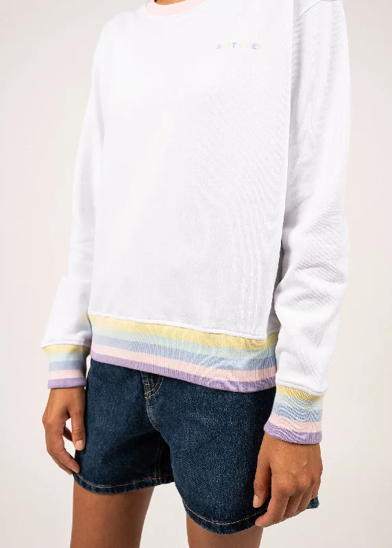 PERLA - Sweatshirt with Logo and Contrasting Stripes | 100% Cotton Fleece (WHITE / MULTICO)