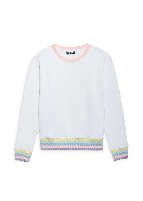 PERLA - Sweatshirt with Logo and Contrasting Stripes | 100% Cotton Fleece (WHITE / MULTICO)