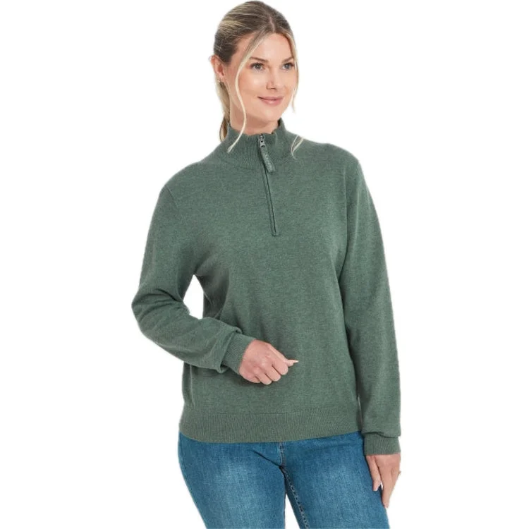 Schoffel Ladies Polperro Pima 1/4 Zip Sweater - Country Green