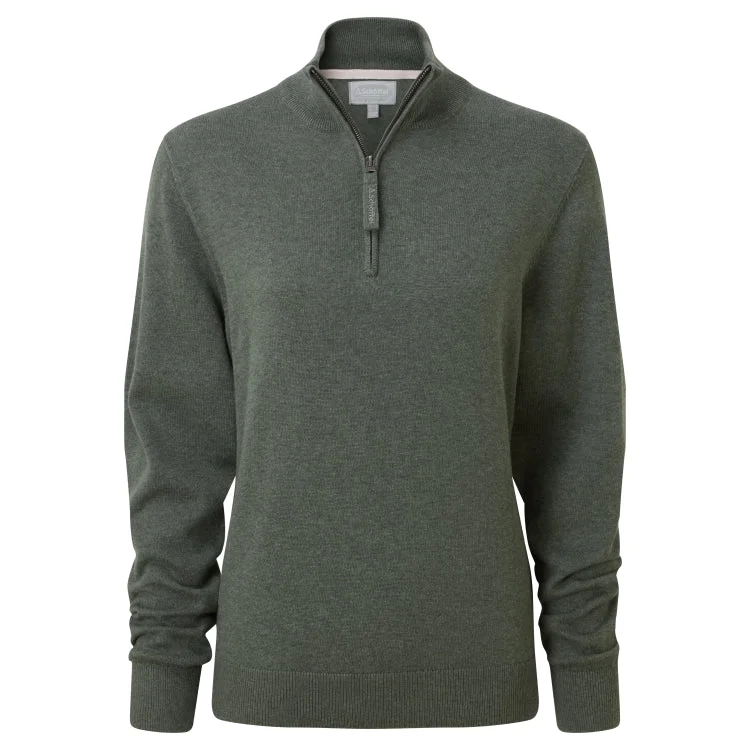 Schoffel Ladies Polperro Pima 1/4 Zip Sweater - Country Green