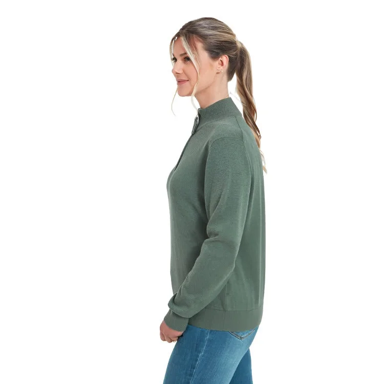 Schoffel Ladies Polperro Pima 1/4 Zip Sweater - Country Green