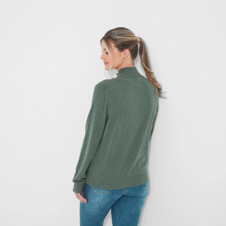 Schoffel Ladies Polperro Pima 1/4 Zip Sweater - Country Green