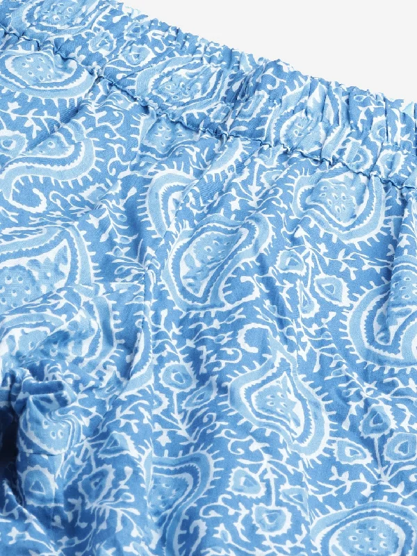 Blue Printed Cotton Nightwear