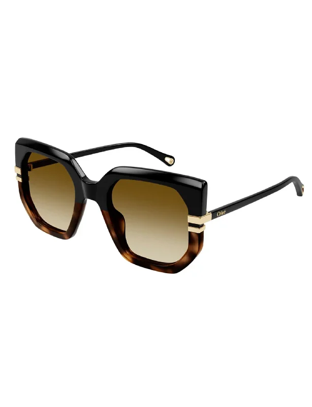 West Oversized Recycled Sunglasses, Black/Brown