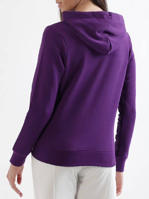 Gant Women Purple Solid Hooded Sweatshirt