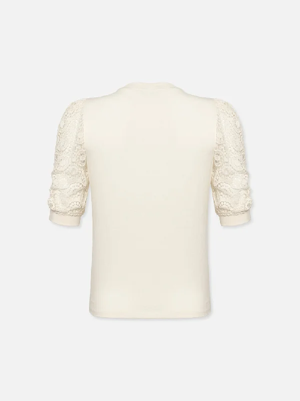 Lace Sleeve Frankie Tee -- Cream