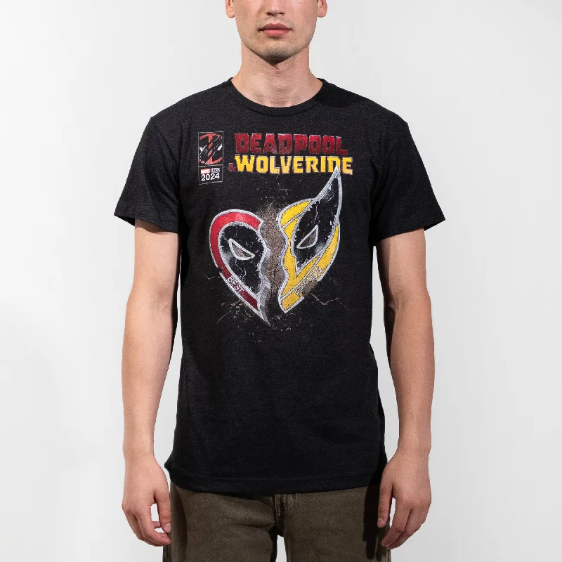 Deadpool & Wolverine Movie Friendship Heart Charcoal Tee