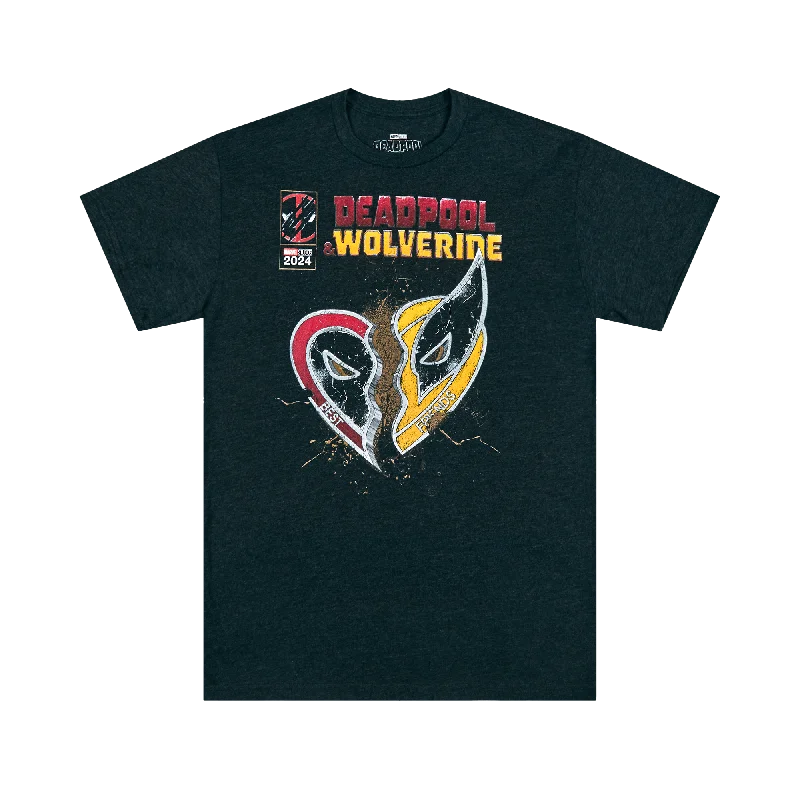 Deadpool & Wolverine Movie Friendship Heart Charcoal Tee