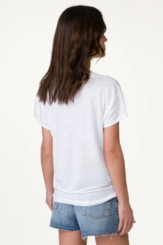 White Sheer Slub Crew Neck Tee