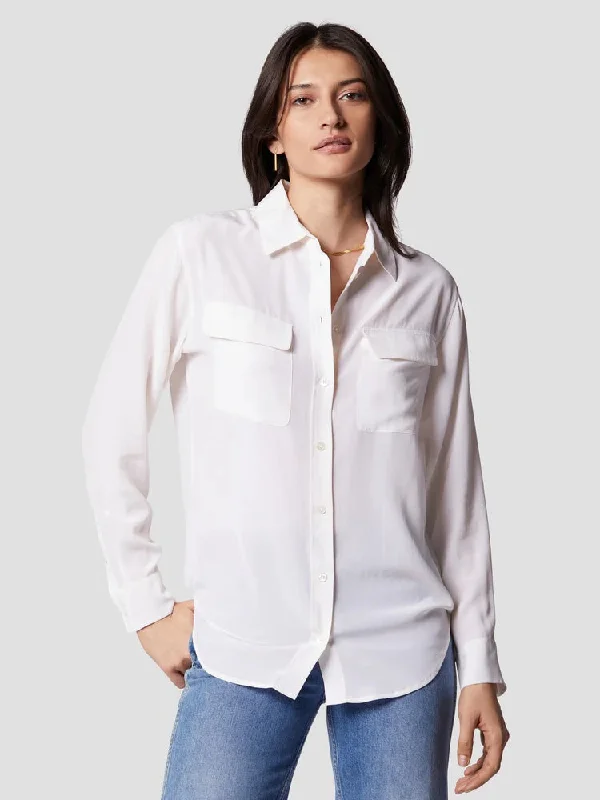 Signature Washed-Silk Shirt (Bright White)