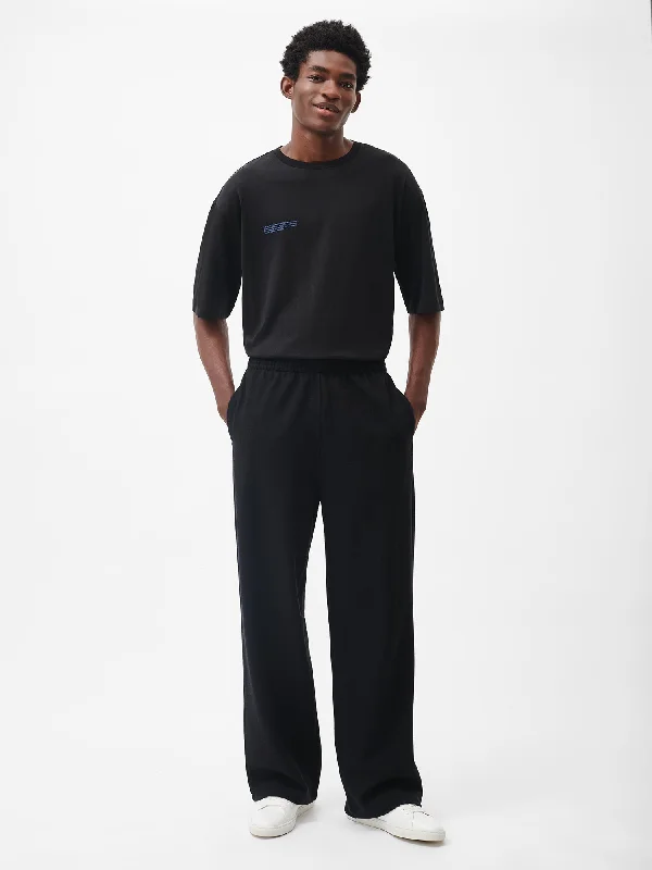 Recycled Wool Jersey Wide-Leg Track Pants—black