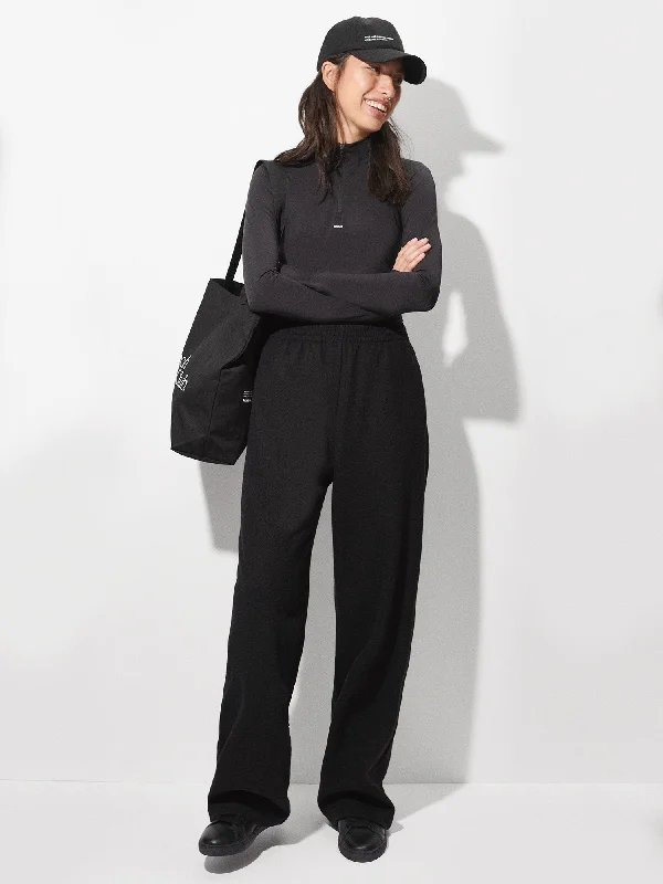 Recycled Wool Jersey Wide-Leg Track Pants—black