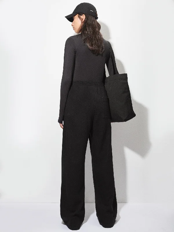 Recycled Wool Jersey Wide-Leg Track Pants—black