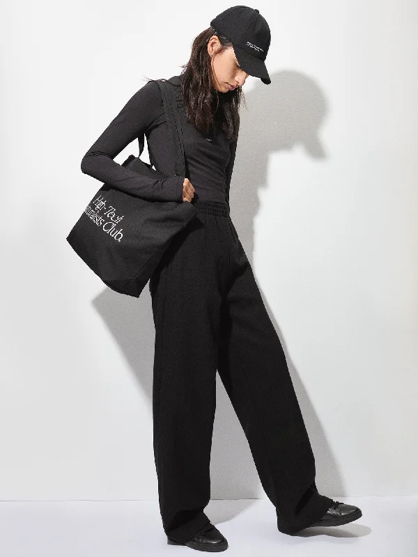 Recycled Wool Jersey Wide-Leg Track Pants—black